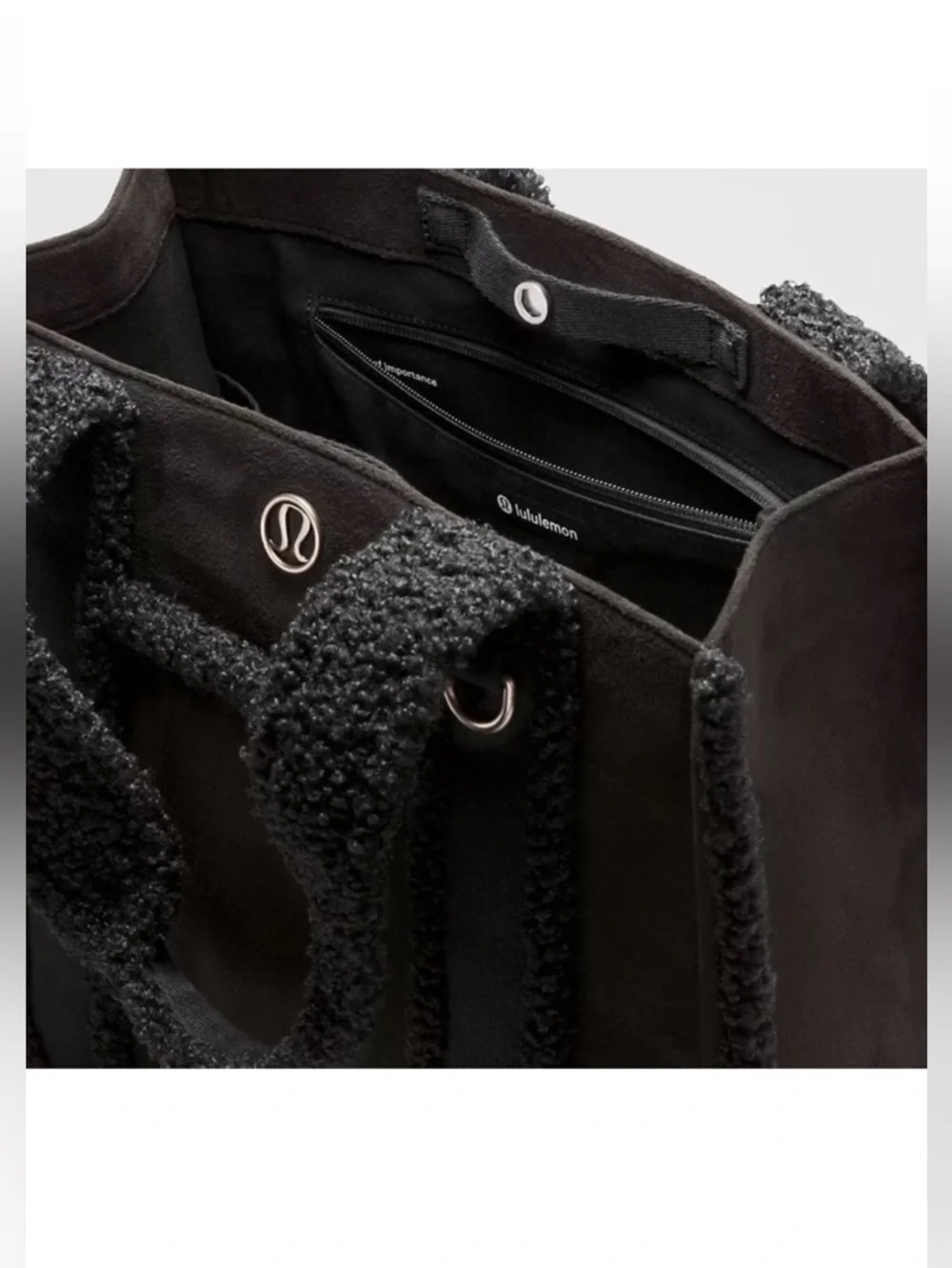 Lululemon Boxy Tote 10L Black Faux Shearling NWT